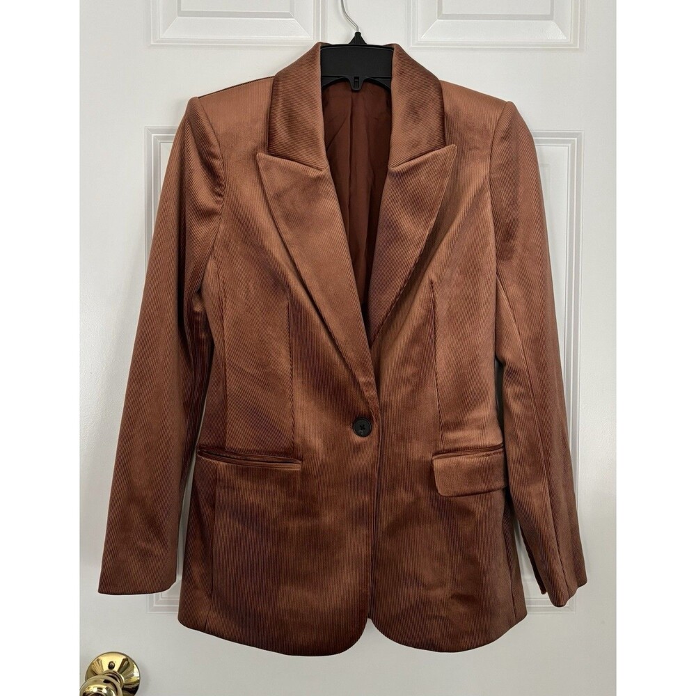 Express Women's Brom Velvet One Button Corduroy Blazer Size XS Padded Shoulder